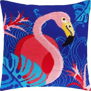 Набор для вышивания подушки «Фламинго», лицевая сторона, Чарівниця