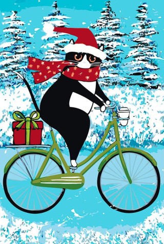 Картина по номерам «На велосипеде. Зима»