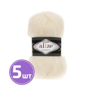 Пряжа ALIZE Mohair classik new (01), кремовый, 5 шт. по 100 г Пряжа ALIZE Mohair classik new (01), кремовый, 5 шт. по 100 г