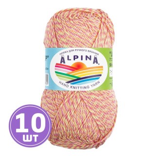 Пряжа Alpina LOLLIPOP (07), салатовый-малиновый-коралловый-персиковый, 10 шт. по 50 г