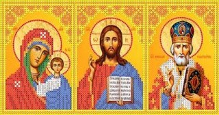 Рисунок на ткани «Казанская, Вседержитель, Святой Николай»
