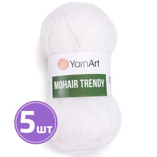 Пряжа YarnArt Mohair trendy (Мохер тренди) (101), ультра белый, 5 шт. по 100 г