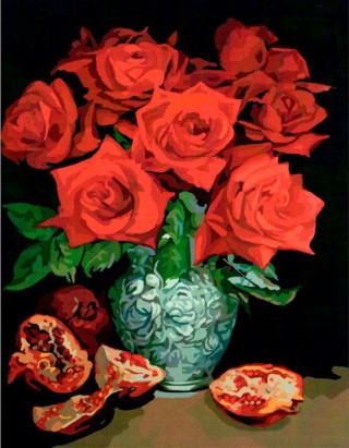 Картина по номерам «Розы и гранат»