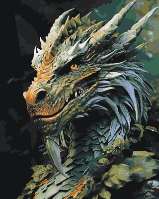 Картина по номерам «Рогатый зеленый древесный дракон»