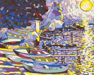 Картина по номерам «Лодки под луной»