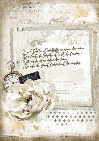 Бумага рисовая «Manuscript and clock/Манускрипт и часы», 21x29,7 см, Stamperia