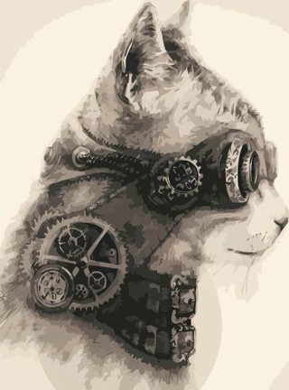 Картина по номерам «Стимпанк кот»
