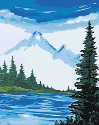 Картина по номерам «Озеро в горах»