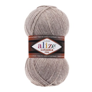 Пряжа ALIZE LanaGold Fine (Ализе Лана голд файн) (207), меланж серо-бежевый, 5 шт. по 100 г Пряжа ALIZE LanaGold Fine (Ализе Лана голд файн) (207), меланж серо-бежевый, 5 шт. по 100 г