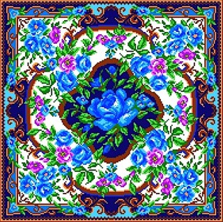 Рисунок на ткани «Голубые цветы»