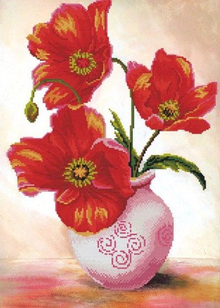 Алмазная вышивка «Маки в вазе» Алмазная вышивка «Маки в вазе»