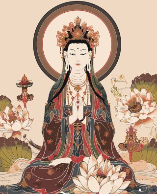 Картина по номерам «Религия буддизм: Будда и цветы лотосы»