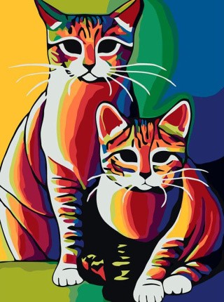Картина по номерам «Радужные коты»