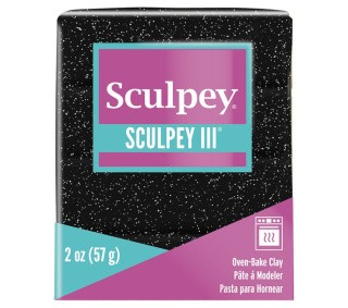 Полимерная глина Sculpey III 541 черный с блестками, 57 г