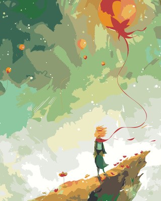 Картина по номерам «Сказка Маленький принц, цветы и шарики»
