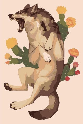 Картина по номерам «Волк и кактусы»
