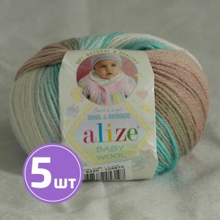 Пряжа ALIZE Baby wool batik design (6320), бирюзово-коричневый, 5 шт. по 50 г