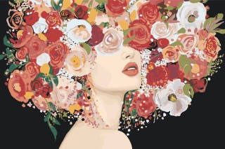 Картина по номерам «Цветы и девушка»