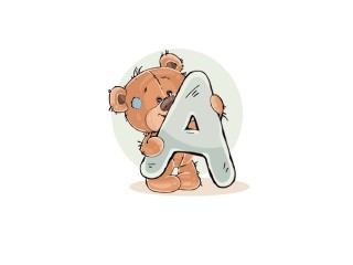 Картина по номерам «Алфавит с медвежонком. Буква A»