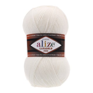 Пряжа ALIZE LanaGold Fine (Ализе Лана голд файн) (450), белый, 5 шт. по 100 г Пряжа ALIZE LanaGold Fine (Ализе Лана голд файн) (450), белый, 5 шт. по 100 г