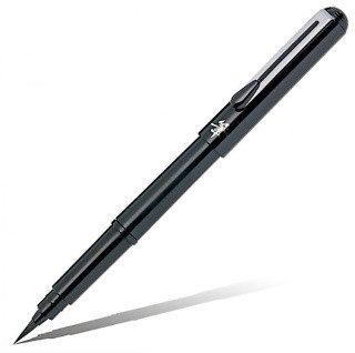 Ручка-кисть Brush Pen для каллиграфии, с двуми сменными чернилами, Pentel