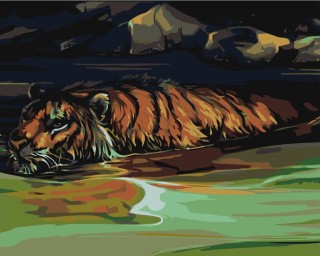 Картина по номерам «Плывущий тигр»