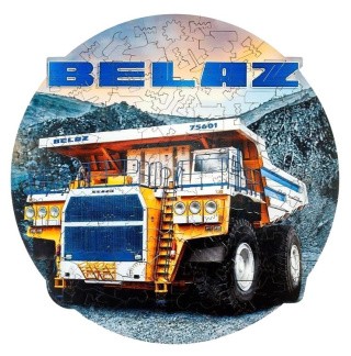 Деревянные фигурные пазлы «Автомобиль BELAZ 75601», Eco Wood Art