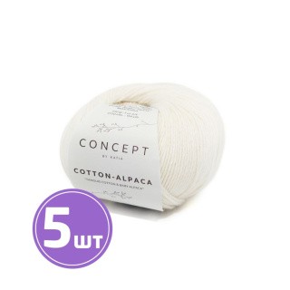 Пряжа Katia Cotton-Alpaca (80), белый, 5 шт. по 50 г