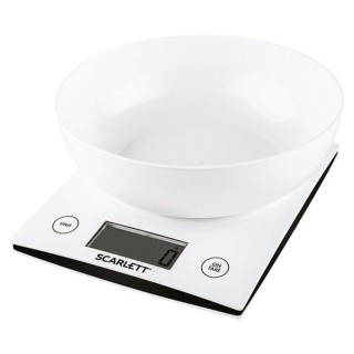 Весы кухонные SCARLETT, электронный дисплей, чаша, max вес 5 кг, тарокомпенсация, пластик