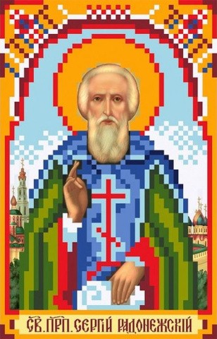 Рисунок на шелке «Святой Сергий Радонежский»
