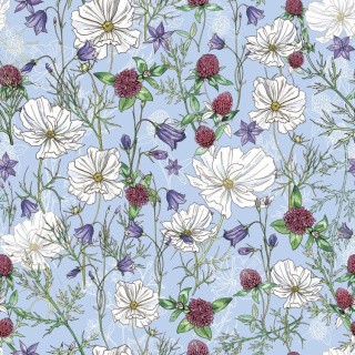 Ткань для пэчворка Полевые Цветы, 135 г/м², 50х50 см, 100% хлопок, цвет: голубой, принт, Peppy