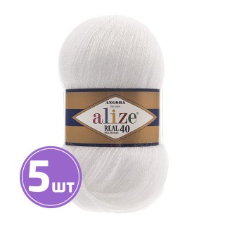 Пряжа ALIZE Angora Real 40 (Ангора реал 40) (55), белый, 5 шт. по 100 г Пряжа ALIZE Angora Real 40 (Ангора реал 40) (55), белый, 5 шт. по 100 г