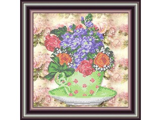 Рисунок на ткани «Чашечка с цветами 1»