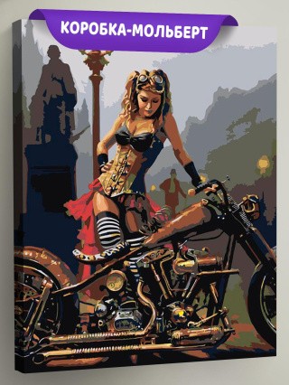 Картина по номерам «Девушка с байком»