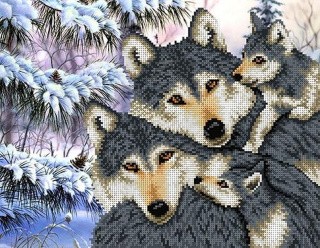 Рисунок на ткани «Семья волков»