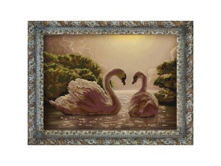Рисунок на ткани «Пара лебедей»