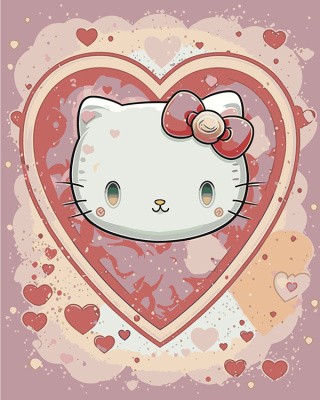 Картина по номерам «Аниме Hello Kitty Хеллоу Китти: Сердечки»