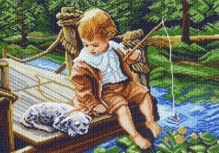 Рисунок на ткани «С другом на рыбалке»