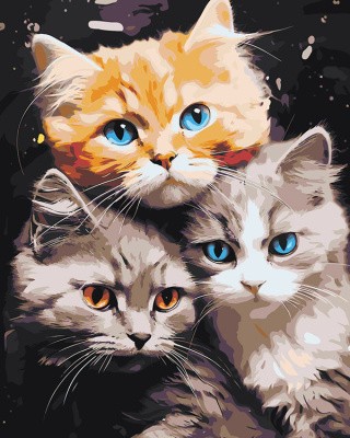 Картина по номерам «Три разноцветных котенка»