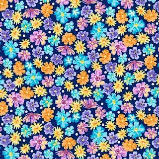 Ткань для пэчворка Wildflowers, 122 г/м², 50х55 см, 100% хлопок, цвет: NAVY, Peppy