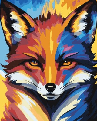 Картина по номерам «Разноцветная лисица»