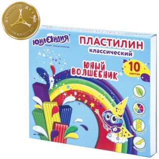 Пластилин классический Юнландия «Юный волшебник», 10 цветов, 200 г, со стеком