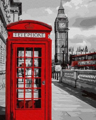 Картина по номерам «Красный Лондон. Телефонная будка»
