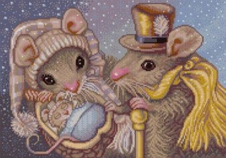 Рисунок на ткани «Семья мышек»