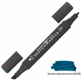 Маркер для скетчинга двусторонний 1 мм - 6 мм BRAUBERG ART CLASSIC, цвет: темная морская волна