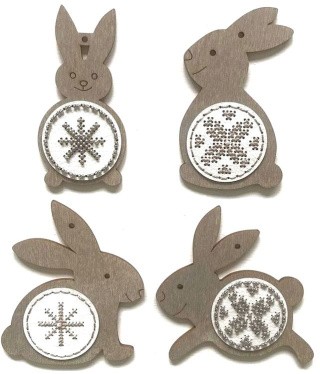Комплект основ для вышивания новогодних игрушек «Кролики»