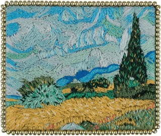 Набор для вышивания «Брошь. Пшеничное поле с кипарисами»