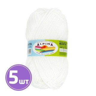 Пряжа Alpina MARTA (001), белый, 5 шт. по 100 г