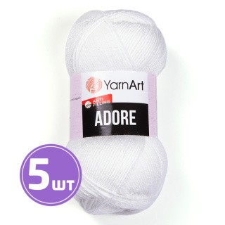 Пряжа YarnArt Adore (Адоре) (330), ультра белый, 5 шт. по 100 г