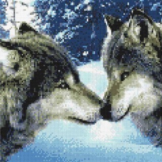 Алмазная вышивка «Волки в зимнем лесу»